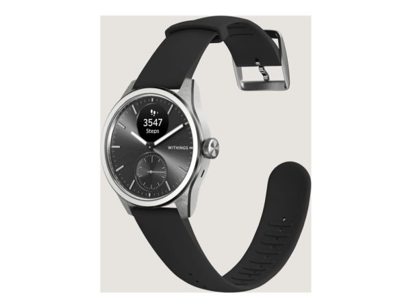 Withings Scanwatch 2 - 42 Mm - Rustfrit Stål - Hybrid-Smartwatch Med Bånd - Fluoroelastomer - Håndledsstørrelse: 163-239 Mm - Monokrom - Bluetooth -