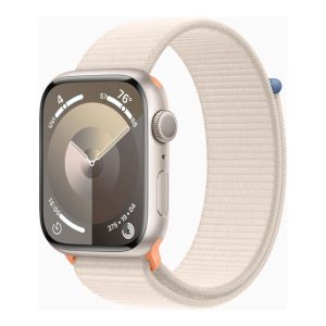 Apple Watch Series 9 (Gps) - 45 Mm - Stjernelys-Aluminium - Smart Ur Med Sportsløkke - Blød Dobbeltlagsnylon - Stjernelys - 64 Gb - Wi-Fi, Bluetooth,