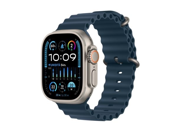 Apple Watch Ultra 2 - 49 Mm - Titanium - Smart Ur Med Ocean-Bånd - Fluoroelastomer - Blå - Håndledsstørrelse: 130-200 Mm - 64 Gb - Lte, Wi-Fi, Blueto