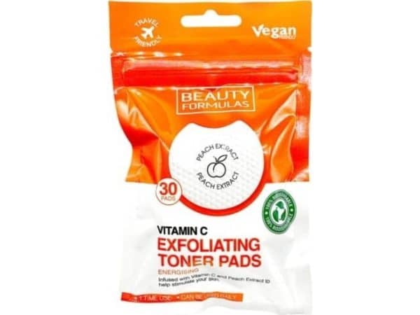 Beauty Formulas Beauty Formulas_Exfoliating Toner Pads Gennemblødte Eksfolierende Pads Med C-Vitamin 30 Stk.