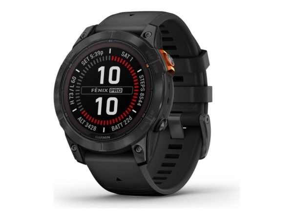 Garmin Fenix 7 Pro Solar - 47 Mm - Skifergrå - Sportsur Med Bånd - Silikone - Sort - Håndledsstørrelse: 125-208 Mm - Display 1.3" - 32 Gb - Bluetooth