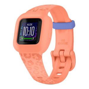 Garmin Vivofit Jr. 3 - Aktivitetssporer Med Bånd - Silikone - Orange - Håndledsstørrelse: 130-175 Mm - Bluetooth - 25 G - Ferskenleopard