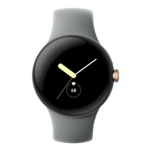 Google Pixel Watch - 41 Mm - Poleret Sølv - Smart Ur Med Aktivt Bånd - Fluoroelastomer - Trækul - Båndstørrelse: L - 32 Gb - Wi-Fi, Lte, Nfc, Bluetoo