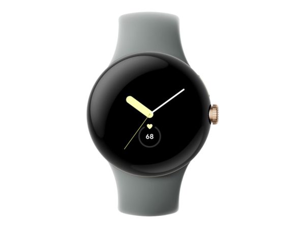 Google Pixel Watch - 41 Mm - Poleret Sølv - Smart Ur Med Aktivt Bånd - Fluoroelastomer - Trækul - Båndstørrelse: L - 32 Gb - Wi-Fi, Lte, Nfc, Bluetoo