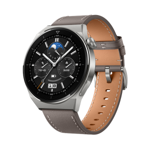 Huawei Watch GT 3 Pro 46mm Classic - Titanium Case with Grey Leather Strap