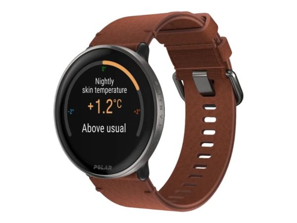 Polar Ignite 3 Titanium - Sportsur Med Bånd - Læder - Solslikket Bronze - Båndstørrelse: S/L - Display 1.28" - 32 Mb - Bluetooth - 36 G