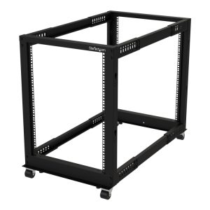 Startech.Com 15U 19" Open Frame Server Rack, 4 Post Adjustable Depth 22-40" Mobile, Free Standing Rolling Network/Computer Equipment Data Rack, Dell