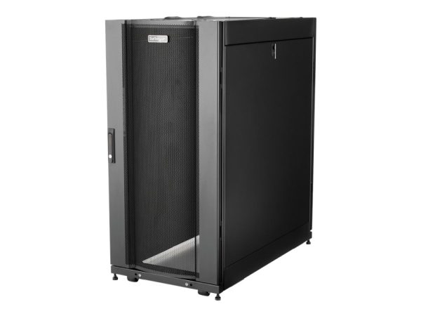 Startech.Com 25U Server Rack Cabinet, 4 Post Adjustable Depth 7" To 35" Locking Vented Mobile/Rolling Network/Data/It Equipment Enclosure W/ Casters/