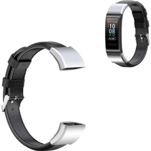 Strado Leather Strap For Huawei Band 3/4 Pro (Black) Universal