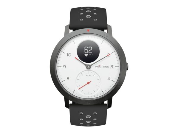 Withings Steel Hr Sport - 40 Mm - Rustfrit Stål - Aktivitetssporer Med Bånd - Silikone - Håndledsstørrelse: Op Til 230 Mm - Monokrom - Bluetooth - 49