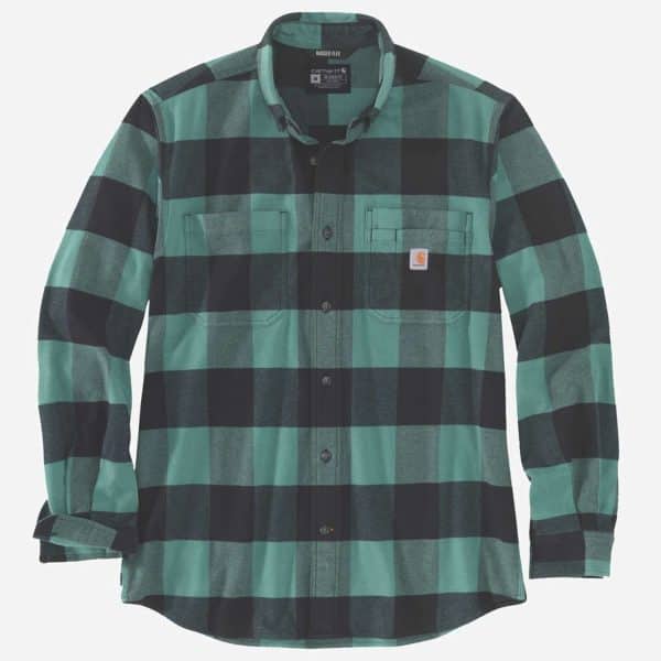 CARHARTT Midweight Flannel L/s Plaid Shirt SLATE GREEN - L