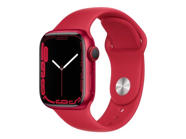 Apple Watch Series 7 (Gps + Cellular) - (Product) Red - 41 Mm - Rød Aluminium - Smart Ur Med Sportsbånd - Fluoroelastomer - Rød - Båndstørrelse: Almi