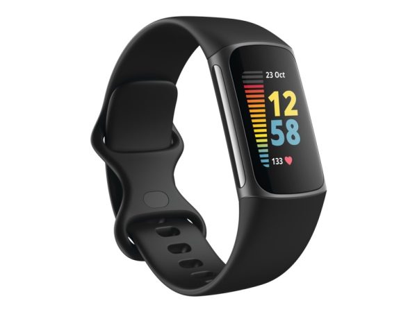 Fitbit Charge 5 - Grafit Rustfrit Stål - Aktivitetssporer Med Uendelighedsbånd - Silikone - Sort - Håndledsstørrelse: 130-210 Mm - Display 1.04" - Bl