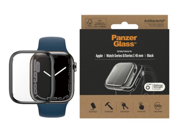 Panzerglass™ | Full Body - Skærmbeskytter For Smart Watch - Glas - Rammefarve Sort | Apple Watch Series 7 (45 Mm)