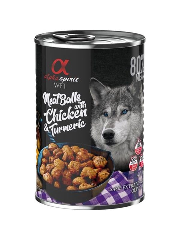 Alpha Spirit canned meatballs with chicken & turmeric 400g
