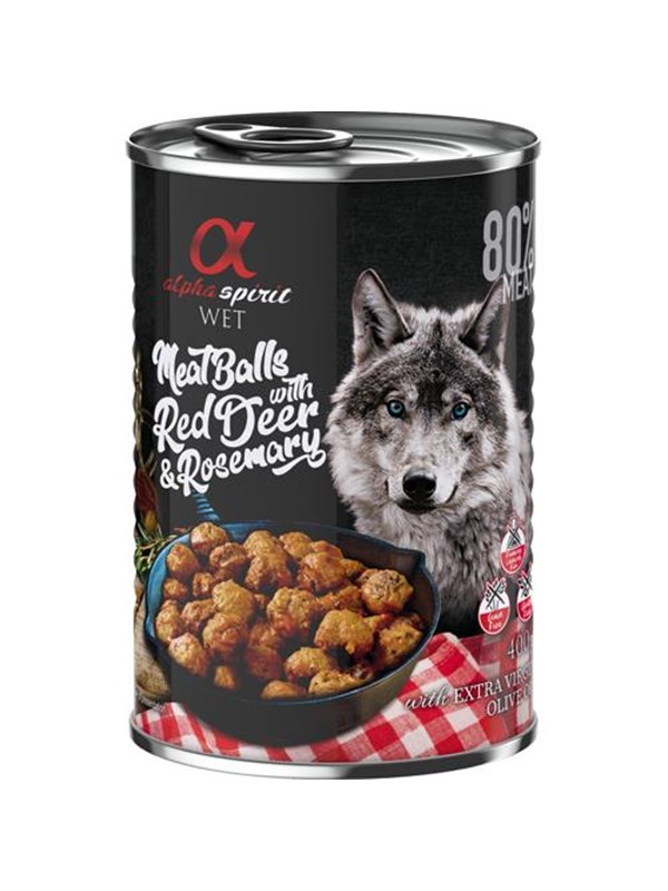 Alpha Spirit canned meatballs with red deer & rosemary 400g