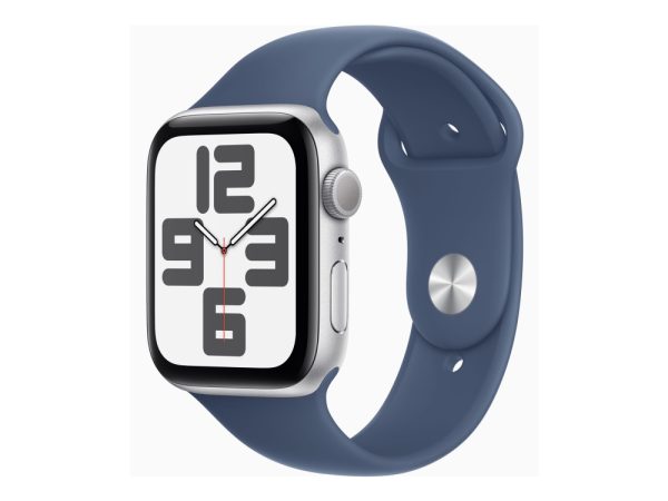 Apple Watch Se (Gps) - 2. Generation - 44 Mm - Sølvaluminium - Smart Ur Med Sportsbånd - Fluoroelastomer - Denim - Båndstørrelse: S/M - 32 Gb - Wi-Fi