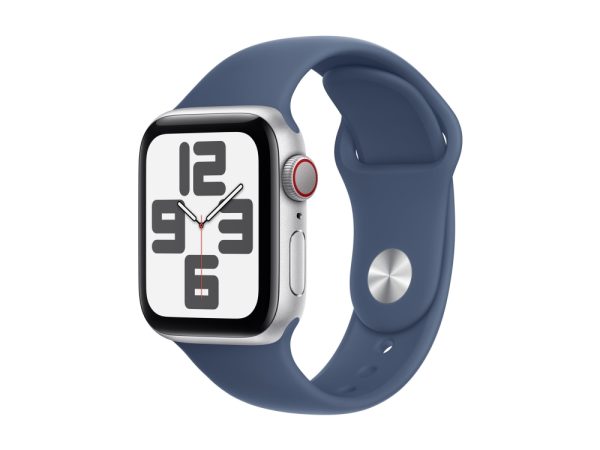 Apple Watch Se (Gps + Cellular) - 2. Generation - 40 Mm - Sølvaluminium - Smart Ur Med Sportsbånd - Fluoroelastomer - Denim - Båndstørrelse: S/M - 32