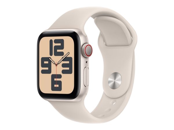 Apple Watch Se (Gps + Cellular) - 2. Generation - 40 Mm - Stjernelys-Aluminium - Smart Ur Med Sportsbånd - Fluoroelastomer - Stjernelys - Båndstørrel