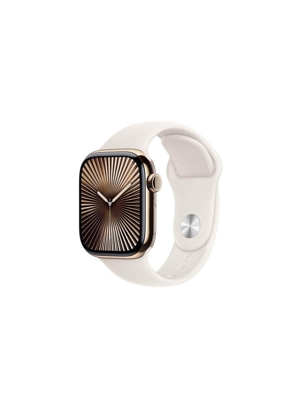 Apple Watch Series 10 GPS + Cellular 42mm - Gold Titanium Case with Starlight Sport Band - S/M