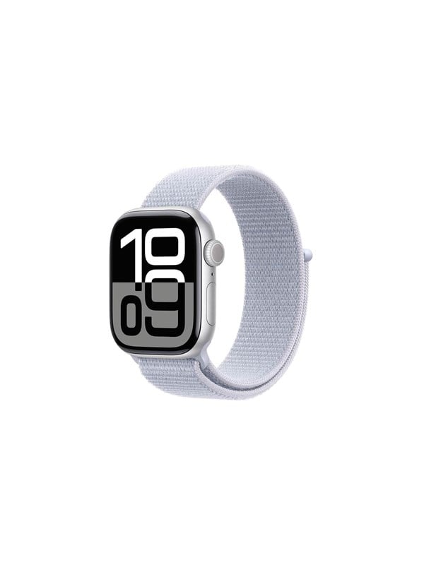 Apple Watch Series 10 GPS + Cellular 42mm - Silver Aluminium Case with Blue Cloud Sport Loop