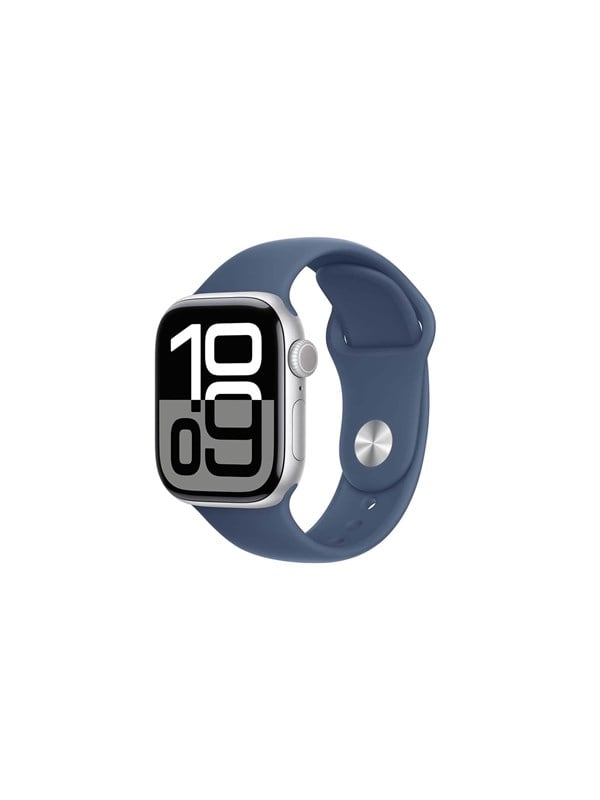 Apple Watch Series 10 GPS + Cellular 42mm - Silver Aluminium Case with Denim Sport Band - S/M