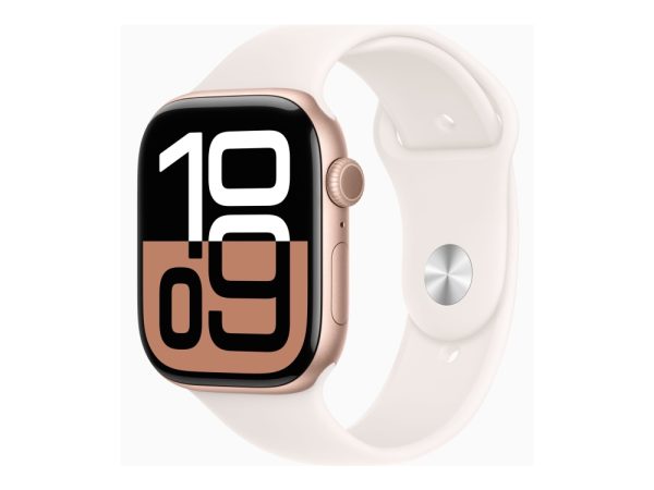 Apple Watch Series 10 (Gps) - 42 Mm - Roseguldaluminium - Smart Ur Med Sportsbånd - Fluoroelastomer - Lyserød - Båndstørrelse: M/L - 64 Gb - Wi-Fi 4,