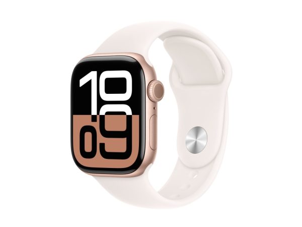 Apple Watch Series 10 (Gps) - 42 Mm - Roseguldaluminium - Smart Ur Med Sportsbånd - Fluoroelastomer - Lyserød - Båndstørrelse: S/M - 64 Gb - Wi-Fi 4,