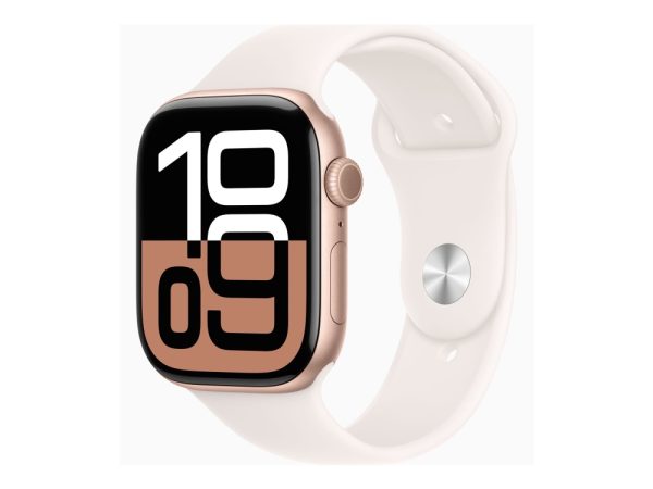 Apple Watch Series 10 (Gps) - 46 Mm - Roseguldaluminium - Smart Ur Med Sportsbånd - Fluoroelastomer - Lyserød - Båndstørrelse: M/L - 64 Gb - Wi-Fi 4,