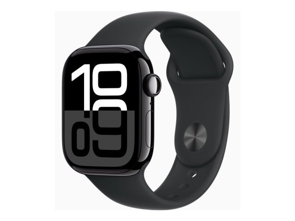 Apple Watch Series 10 (Gps + Cellular) - 42 Mm - Jet Sort Aluminium - Smart Ur Med Sportsbånd - Fluoroelastomer - Sort - Båndstørrelse: S/M - 64 Gb -