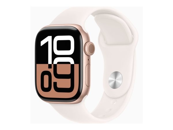 Apple Watch Series 10 (Gps + Cellular) - 42 Mm - Roseguldaluminium - Smart Ur Med Sportsbånd - Fluoroelastomer - Lyserød - Båndstørrelse: M/L - 64 Gb