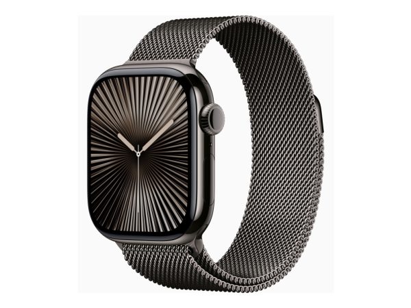 Apple Watch Series 10 (Gps + Cellular) - 42 Mm - Skifer Titanium - Smart Ur Med Milanesisk Løkke - Rustfrit Stålnet - Skifer - Håndledsstørrelse: 130