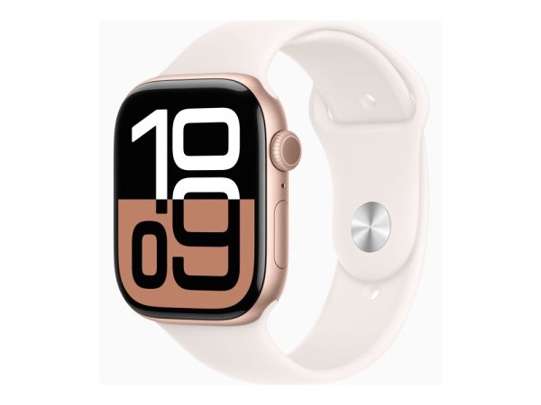 Apple Watch Series 10 (Gps + Cellular) - 46 Mm - Guld Titanium - Smart Ur Med Sportsbånd - Fluoroelastomer - Stjernelys - Båndstørrelse: M/L - 64 Gb