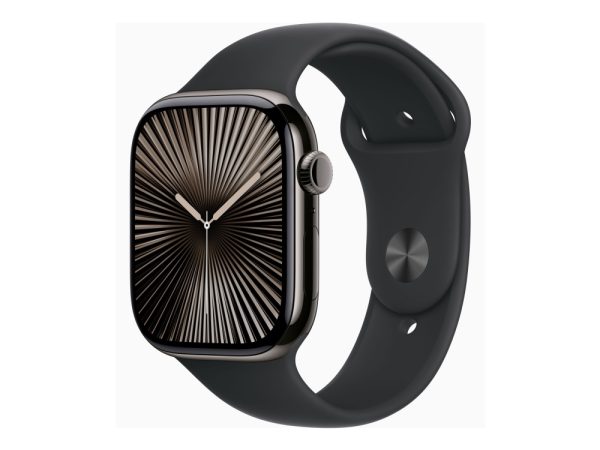 Apple Watch Series 10 (Gps + Cellular) - 46 Mm - Jet Sort Aluminium - Smart Ur Med Sportsbånd - Fluoroelastomer - Sort - Båndstørrelse: S/M - 64 Gb -