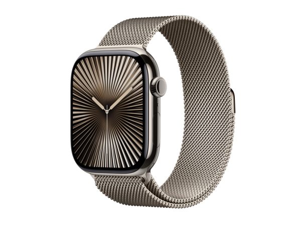 Apple Watch Series 10 (Gps + Cellular) - 46 Mm - Naturlig Titanium - Smart Ur Med Milanesisk Løkke - Rustfrit Stålnet - Naturlig - Båndstørrelse: M/L