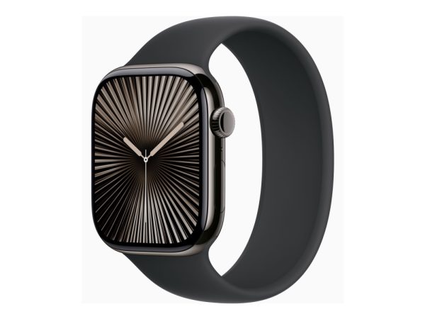 Apple Watch Series 10 (Gps + Cellular) - 46 Mm - Skifer Titanium - Smart Ur Med Sportsbånd - Fluoroelastomer - Sort - Båndstørrelse: S/M - 64 Gb - Lt