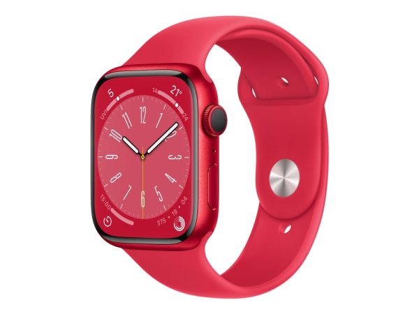 Apple Watch Series 8 (Gps) - (Product) Red - 45 Mm - Rød Aluminium - Smart Ur Med Sportsbånd - Fluoroelastomer - Rød - Båndstørrelse: Almindelig - 32