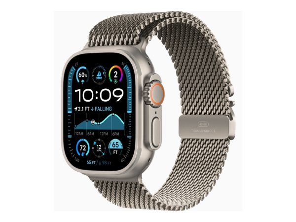 Apple Watch Ultra 2 - 49 Mm - Naturlig Titanium - Smart Ur Med Milanesisk Løkke - Båndstørrelse: L - 64 Gb - Lte, Wi-Fi 4, Uwb, Bluetooth - 4G - 61.4