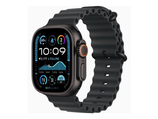 Apple Watch Ultra 2 - 49 Mm - Sort Titanium - Smart Ur Med Ocean-Bånd - Fluoroelastomer - Sort - Håndledsstørrelse: 130-200 Mm - 64 Gb - Lte, Wi-Fi 4