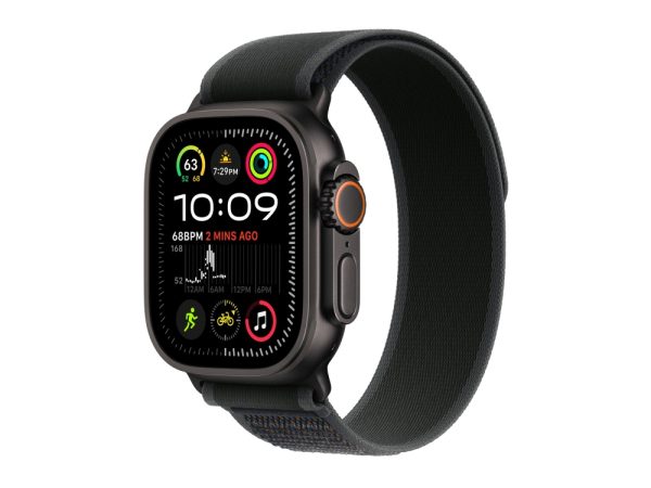 Apple Watch Ultra 2 - 49 Mm - Sort Titanium - Smart Ur Med Trail Loop - Nylonflet - Sort - Båndstørrelse: S/M - 64 Gb - Lte, Wi-Fi 4, Uwb, Bluetooth