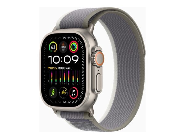 Apple Watch Ultra 2 - 49 Mm - Titanium - Smart Ur Med Trail Loop - Nylonflet - Grøn/Grå - Båndstørrelse: M/L - 64 Gb - Lte, Wi-Fi, Bluetooth, Uwb - 4