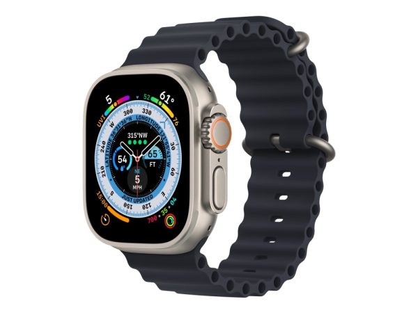 Apple Watch Ultra - 49 Mm - Titanium - Smart Ur Med Ocean-Bånd - Fluoroelastomer - Midnat - Håndledsstørrelse: 130-200 Mm - 32 Gb - Wi-Fi, Lte, Uwb,