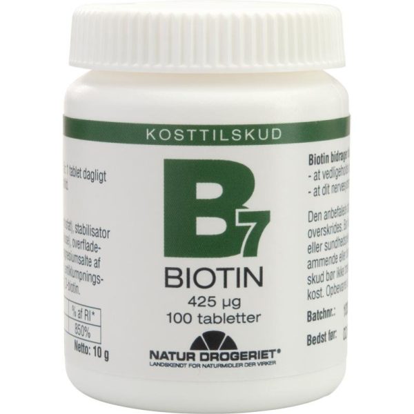 B7 Biotin 425 Î¼g, 100 stk., Natur Drogeriet - Natur Drogeriet - Vitamins - Buump