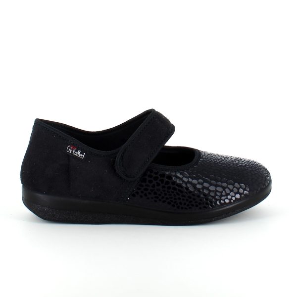 Bred ballerina med velcro og plads - 39