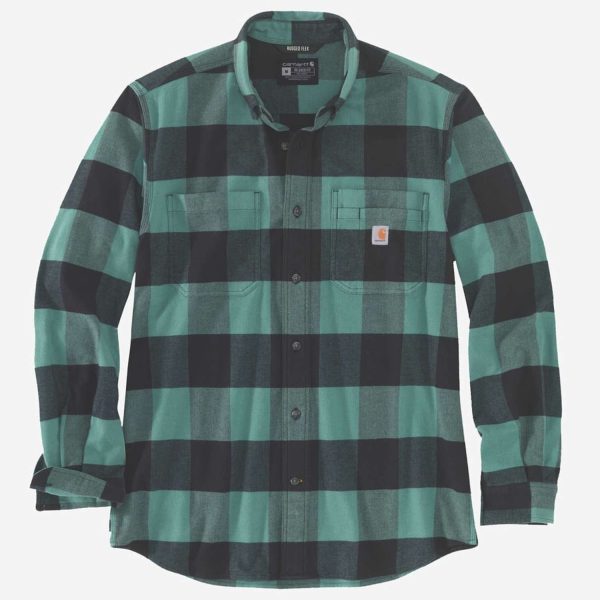 CARHARTT Midweight Flannel L/s Plaid Shirt SLATE GREEN - M