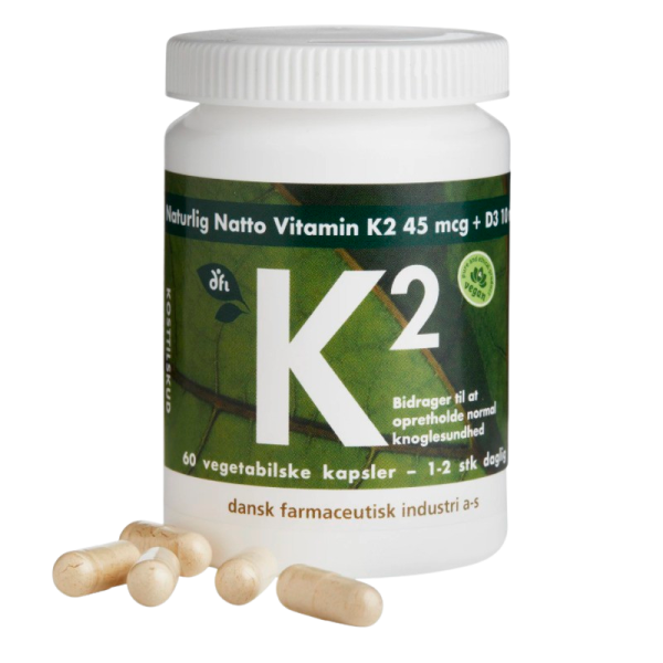 DFI Grønne Vitaminer K2-vitamin 45 mcg + D3 (60 kapsler)