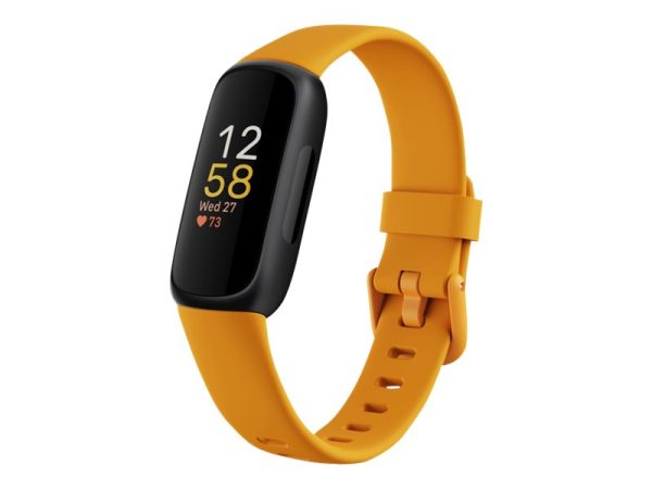 Fitbit Inspire 3 - Sort - Aktivitetssporer Med Bånd - Silikone - Orange - Håndledsstørrelse: Op Til 221 Mm - Bluetooth - Sort, Morgenglød