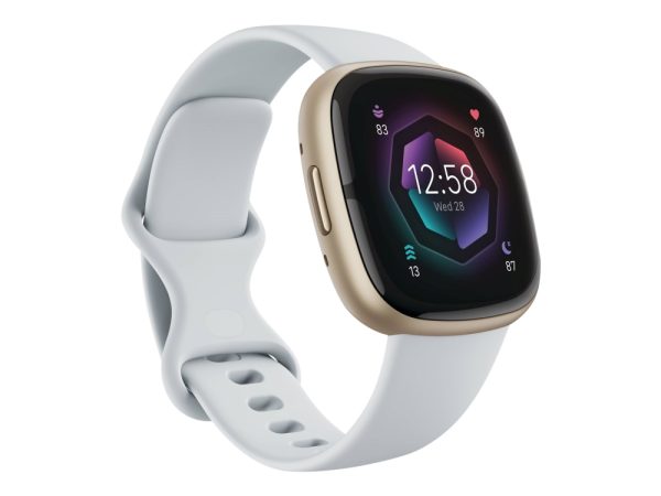 Fitbit Sense 2 - Blødt Guld-Aluminium - Smart Ur Med Bånd - Blå Dis - Båndstørrelse: S - Nfc, Bluetooth