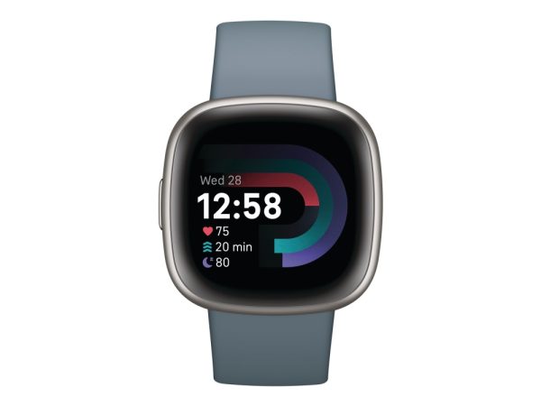 Fitbit Versa 4 - 40 Mm - Platin - Smart Ur Med Bånd - Vandfaldsblå - Båndstørrelse: S/L - Nfc, Bluetooth