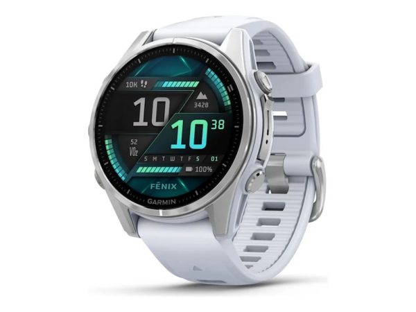 Garmin Fenix 8 - 43 Mm - Sølv - Sportsur Med Bånd - Silikone - Hvidsten - Håndledsstørrelse: 108-182 Mm - Display 1.4" - 32 Gb - Bluetooth, Wi-Fi, An